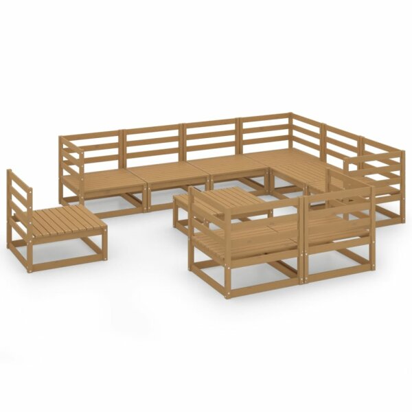 WOWONA 10-tlg. Garten-Lounge-Set Honigbraun Massivholz Kiefer