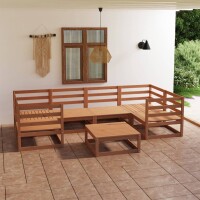 vidaXL 7-tlg. Garten-Lounge-Set Massivholz Kiefer