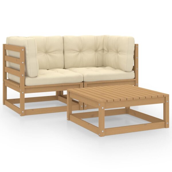 vidaXL 3-tlg. Garten-Lounge-Set mit Kissen Kiefer Massivholz