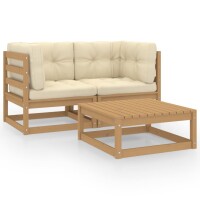 vidaXL 3-tlg. Garten-Lounge-Set mit Kissen Kiefer Massivholz