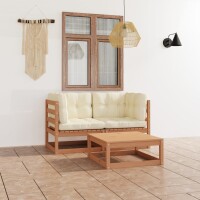 vidaXL 3-tlg. Garten-Lounge-Set mit Kissen Kiefer Massivholz