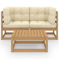 vidaXL 3-tlg. Garten-Lounge-Set mit Kissen Kiefer Massivholz