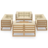 vidaXL 9-tlg. Garten-Lounge-Set mit Kissen Kiefer Massivholz