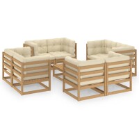 vidaXL 9-tlg. Garten-Lounge-Set mit Kissen Kiefer Massivholz