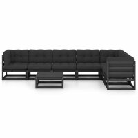 vidaXL 8-tlg. Garten-Lounge-Set mit Kissen Schwarz Kiefer Massivholz