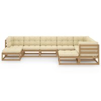 vidaXL 9-tlg. Garten-Lounge-Set Kissen Honigbraun Kiefer Massivholz