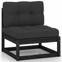 vidaXL 12-tlg. Garten-Lounge-Set mit Kissen Schwarz Kiefer Massivholz