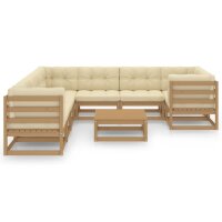 vidaXL 9-tlg. Garten-Lounge-Set Kissen Honigbraun Kiefer Massivholz