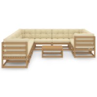 vidaXL 11-tlg. Garten-Lounge-Set Kissen Honigbraun Kiefer Massivholz