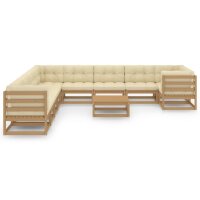 vidaXL 11-tlg. Garten-Lounge-Set Kissen Honigbraun Kiefer Massivholz