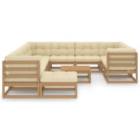 vidaXL 12-tlg. Garten-Lounge-Set Kissen Honigbraun Kiefer Massivholz