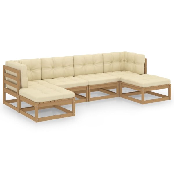 vidaXL 6-tlg. Garten-Lounge-Set Kissen Honigbraun Kiefer Massivholz