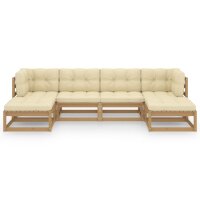 vidaXL 6-tlg. Garten-Lounge-Set Kissen Honigbraun Kiefer Massivholz