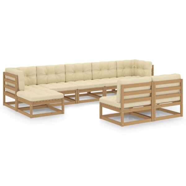 vidaXL 9-tlg. Garten-Lounge-Set Kissen Honigbraun Kiefer Massivholz