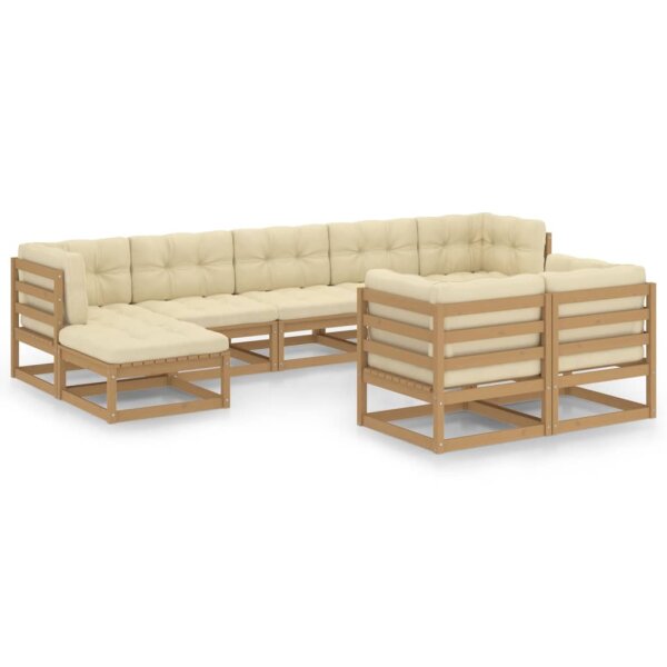 vidaXL 9-tlg. Garten-Lounge-Set Kissen Honigbraun Kiefer Massivholz