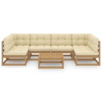 vidaXL 7-tlg. Garten-Lounge-Set Kissen Honigbraun Kiefer Massivholz