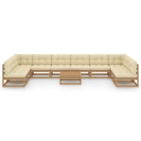 vidaXL 11-tlg. Garten-Lounge-Set Kissen Honigbraun Kiefer...