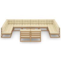 vidaXL 13-tlg. Garten-Lounge-Set Kissen Honigbraun Kiefer Massivholz