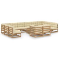 vidaXL 13-tlg. Garten-Lounge-Set Kissen Honigbraun Kiefer Massivholz