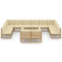 vidaXL 13-tlg. Garten-Lounge-Set Kissen Honigbraun Kiefer Massivholz