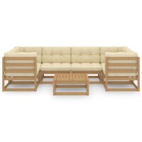 vidaXL 7-tlg. Garten-Lounge-Set Kissen Honigbraun Kiefer Massivholz