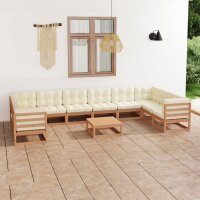 vidaXL 11-tlg. Garten-Lounge-Set Kissen Honigbraun Kiefer...