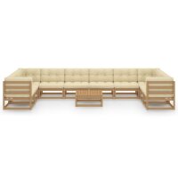 vidaXL 11-tlg. Garten-Lounge-Set Kissen Honigbraun Kiefer Massivholz