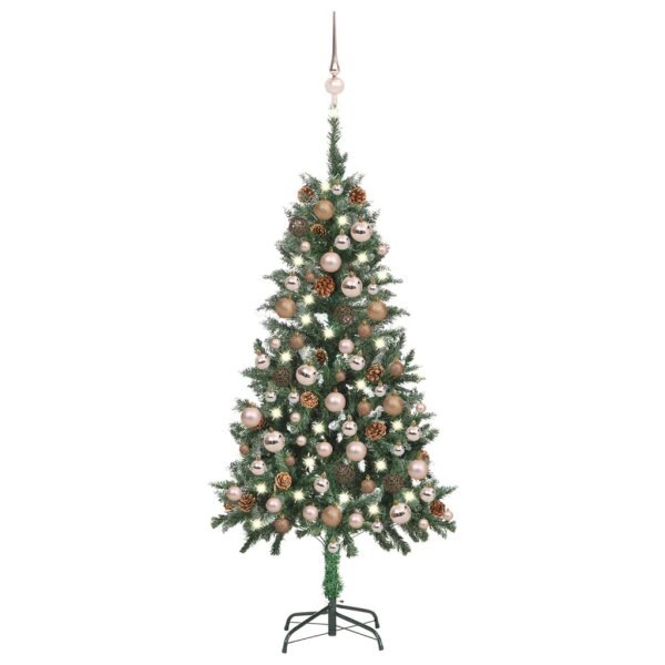 vidaXL K&uuml;nstlicher Weihnachtsbaum mit LEDs, Kugeln &amp; Zapfen 150 cm