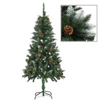 vidaXL K&uuml;nstlicher Weihnachtsbaum mit LEDs, Kugeln &amp; Zapfen 150 cm