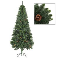 vidaXL K&uuml;nstlicher Weihnachtsbaum mit LEDs, Kugeln &amp; Zapfen 210 cm