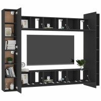 WOWONA 10-tlg. TV-Schrank-Set Schwarz Holzwerkstoff