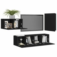 vidaXL 4-tlg. TV-Schrank-Set Schwarz Holzwerkstoff