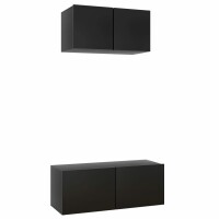 vidaXL 2-tlg. TV-Schrank-Set Schwarz Holzwerkstoff