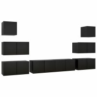 vidaXL 8-tlg. TV-Schrank-Set Schwarz Holzwerkstoff