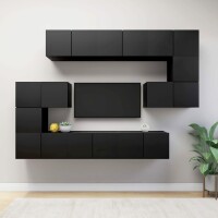 vidaXL 10-tlg. TV-Schrank-Set Schwarz Holzwerkstoff