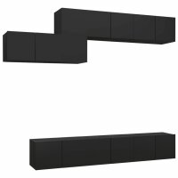 vidaXL 7-tlg. TV-Schrank-Set Schwarz Holzwerkstoff