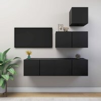 vidaXL 4-tlg. TV-Schrank-Set Schwarz Holzwerkstoff