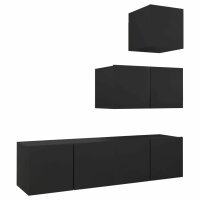 vidaXL 4-tlg. TV-Schrank-Set Schwarz Holzwerkstoff