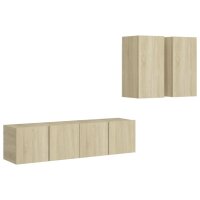 vidaXL 4-tlg. TV-Schrank-Set Sonoma-Eiche Holzwerkstoff