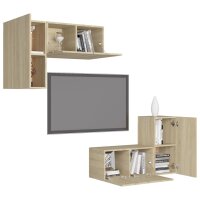 vidaXL 4-tlg. TV-Schrank-Set Sonoma-Eiche Holzwerkstoff