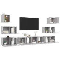 vidaXL 8-tlg. TV-Schrank-Set Betongrau Holzwerkstoff