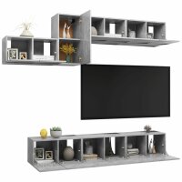 vidaXL 7-tlg. TV-Schrank-Set Betongrau Holzwerkstoff