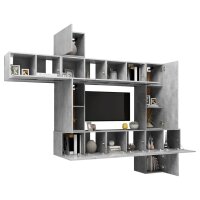 vidaXL 10-tlg. TV-Schrank-Set Betongrau Holzwerkstoff