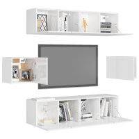 vidaXL 6-tlg. TV-Schrank-Set Hochglanz-Wei&szlig; Holzwerkstoff