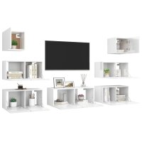 vidaXL 7-tlg. TV-Schrank-Set Hochglanz-Wei&szlig; Holzwerkstoff