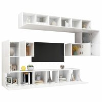 vidaXL 10-tlg. TV-Schrank-Set Hochglanz-Wei&szlig; Holzwerkstoff