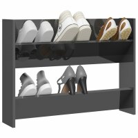 vidaXL Wand-Schuhschrank Hochglanz-Grau 80x18x60 cm Holzwerkstoff