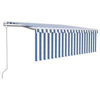 vidaXL Automatische Markise mit Jalousie LED Windsensor 4x3m Blau Weiß