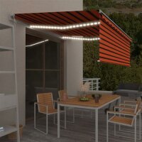 vidaXL Automatische Markise Jalousie LED Windsensor 4x3m Orange Braun