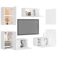 vidaXL 7-tlg. TV-Schrank-Set Wei&szlig; Holzwerkstoff